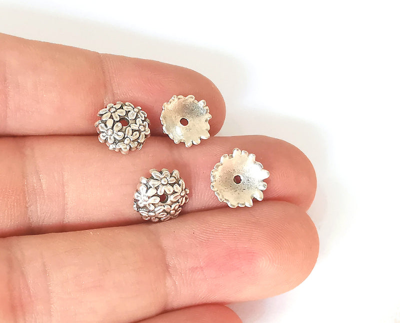 20 Flower bead caps Antique silver plated bead caps , Findings  (10 mm)  G23880
