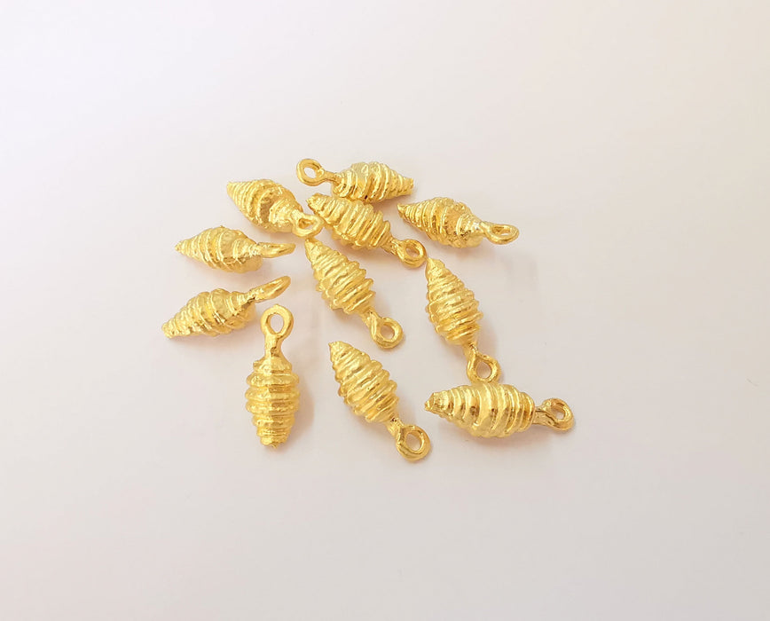 4 Spiral charms Gold plated brass charms (16x6mm)  G23882