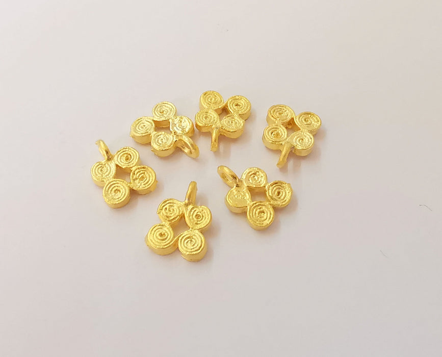 5 Spiral charms Gold plated brass charms (11x8mm)  G23884