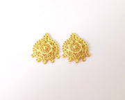 2 Gold connector charm Gold plated brass charms (28x22mm)  G23887