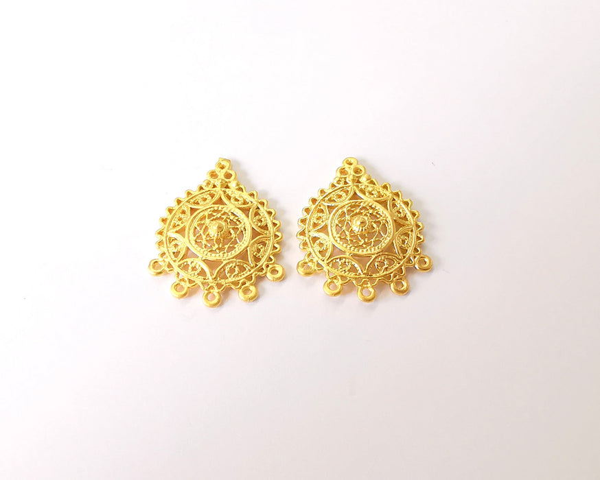 2 Gold connector charm Gold plated brass charms (28x22mm)  G23887