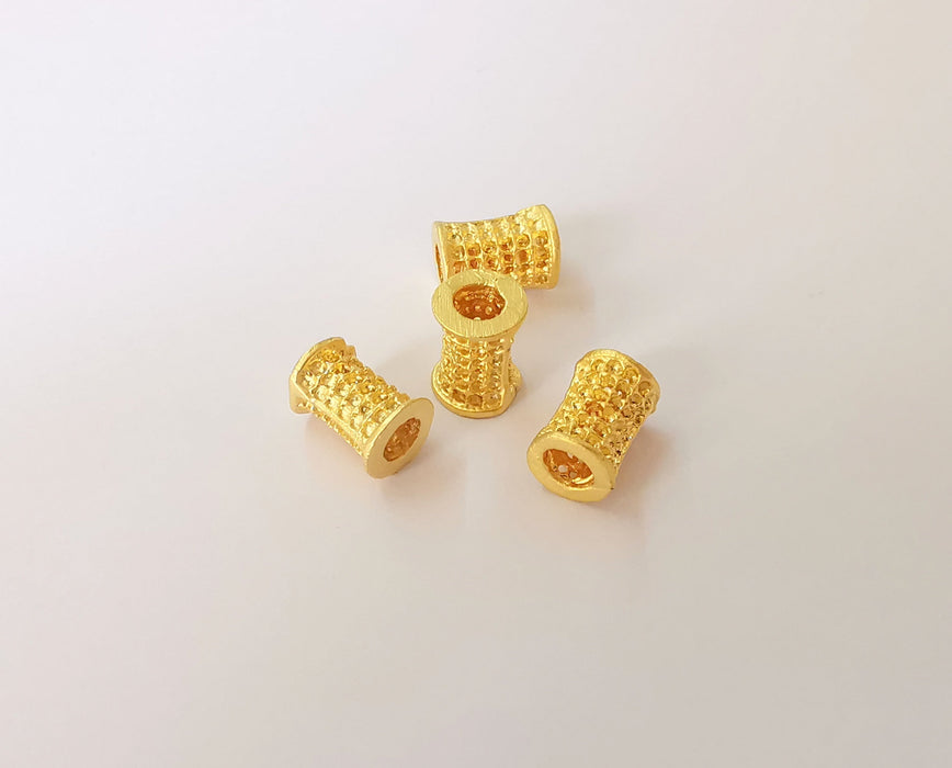 4 Gold tube beads Gold plated brass (10x8mm)  G23890