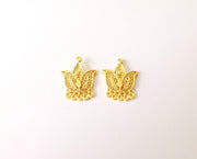 2 Tulip connector charm Gold plated brass charms (23x18mm)  G23889
