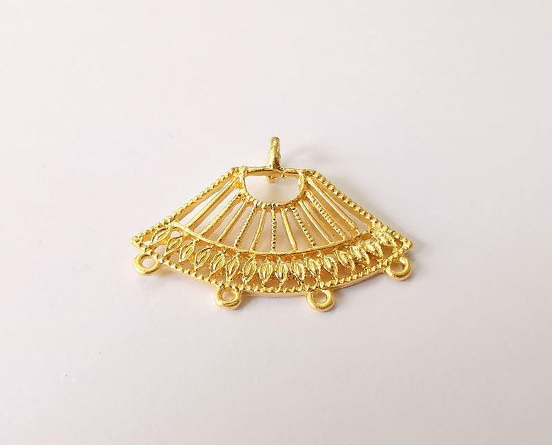 2 Gold charms connector Gold plated brass charms (36x27mm)  G23892