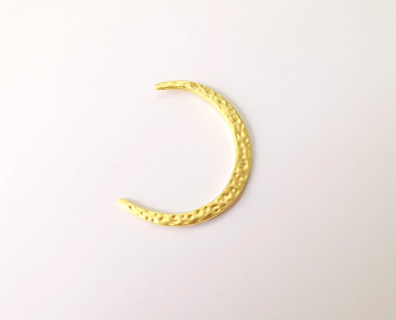 2 Hammered crescent charms Gold plated charms (46mm)  G23894