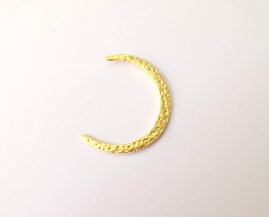 2 Hammered crescent charms Gold plated charms (46mm)  G23894