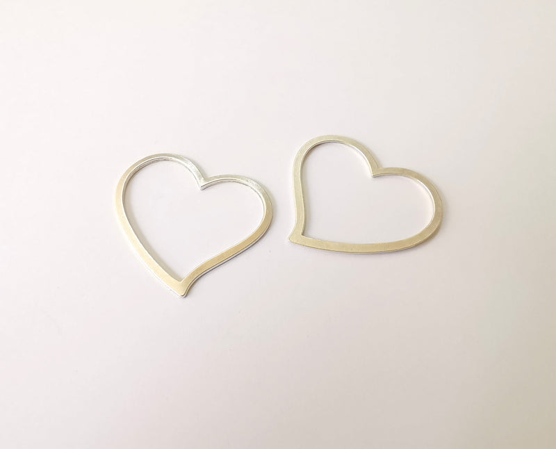 4 Heart antique silver connector charm Antique silver plated charm (39x38 mm)  G23898