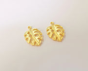 2 Monstera leaf charms Gold plated charms (27x18mm)  G23902