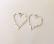 2 Heart charm Antique silver plated charm (37x28 mm)  G23905