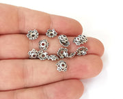 20 Silver bead caps Antique silver plated bead caps , Findings  (8 mm)  G23915