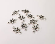 10 Flower charms connector Antique silver plated charms (17x10mm)  G24133