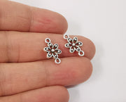 10 Flower charms connector Antique silver plated charms (17x10mm)  G24133