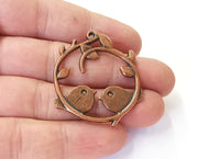 2 Bird branch charms Antique copper plated charms (42x38mm) G23916