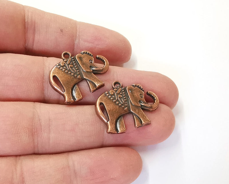 4 Elephant charms Antique copper plated charms (25x21mm)  G23917