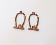 4 Bird charms Antique copper plated charms (36x17mm) G23918