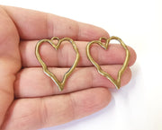 2 Heart charm Antique bronze plated charm (37x28mm)  G23921