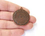 2 Flower pendant Antique copper plated pendant (40x36mm)  G23923