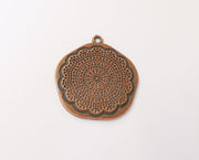 2 Flower pendant Antique copper plated pendant (40x36mm)  G23923