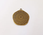 2 Flower pendant Antique bronze plated pendant (40x36mm)  G23925