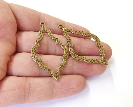 2 Hammered charms Antique bronze plated charms (52x30mm)  G23928
