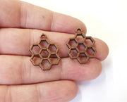 4 Honeycomb charms Antique copper plated charm (25x19mm) G23929