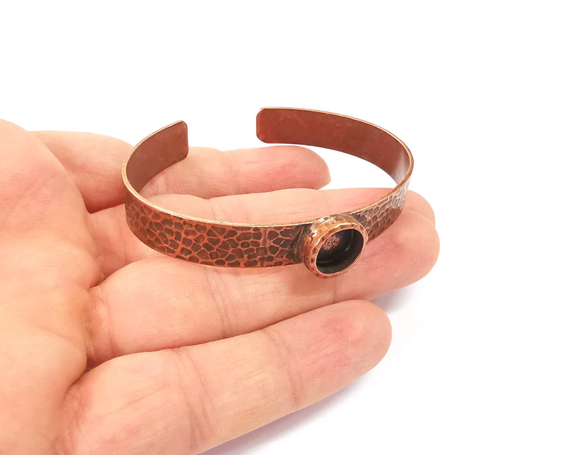 Bracelet blank Resin cuff Dry flower inlay blank Cuff bezel Glass cabochon base Hammered adjustable Antique copper (10mm ) G23933