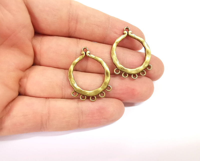 4 Antique bronze charms connector Antique bronze plated charms (32x24mm)  G23945