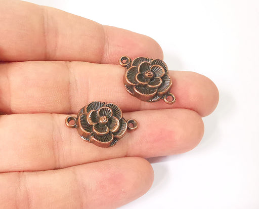 2 Flower connector charms Antique copper plated charms (25x17mm)  G23952