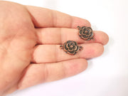2 Flower connector charms Antique copper plated charms (25x17mm)  G23952
