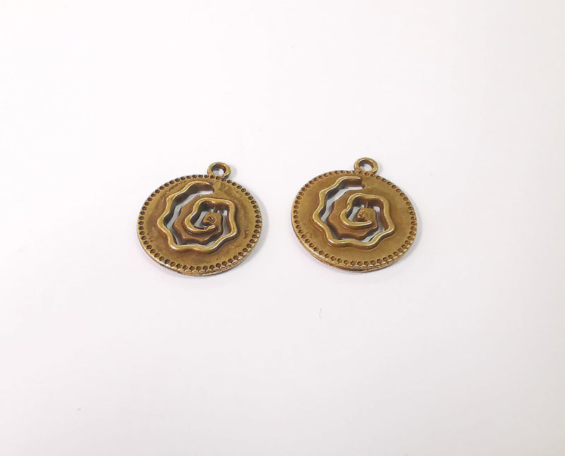 4 Spiral charms Antique bronze plated charms (23x20mm) G23954