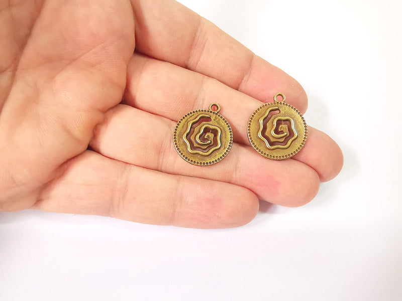 4 Spiral charms Antique bronze plated charms (23x20mm) G23954