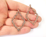 2 Hammered charms Antique copper plated charms (52x30mm)  G23965