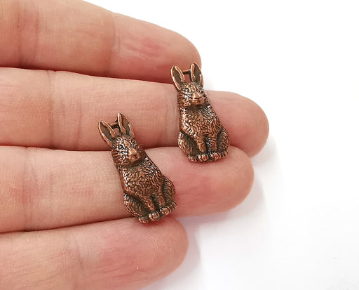 4 Rabbit charms Antique copper plated charms (26x12mm)  G23971