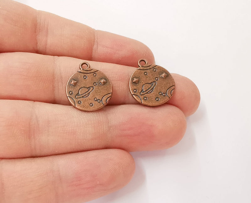 5 Space charms (Double Sided) Antique copper plated charms (20x17mm) G23973