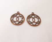 2 Antique copper charms Antique copper plated charms (40x34mm)  G23977