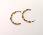 2 Hammered crescent charms Antique bronze plated charms (46mm)  G23978