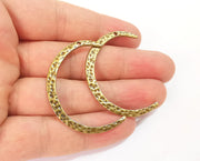 2 Hammered crescent charms Antique bronze plated charms (46mm)  G23978