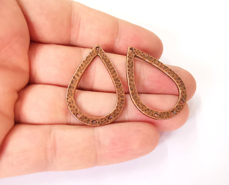 2 Drop charms connector Antique copper plated charms (38x26mm)  G23981