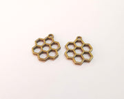 4 Honeycomb charms Antique bronze plated charm (25x19mm) G23982