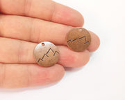 4 Mountain charms Round charms Antique copper plated charms (19mm)  G23988