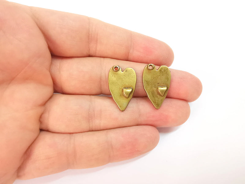 4 Heart charm Antique bronze plated charm (24x15mm)  G23991