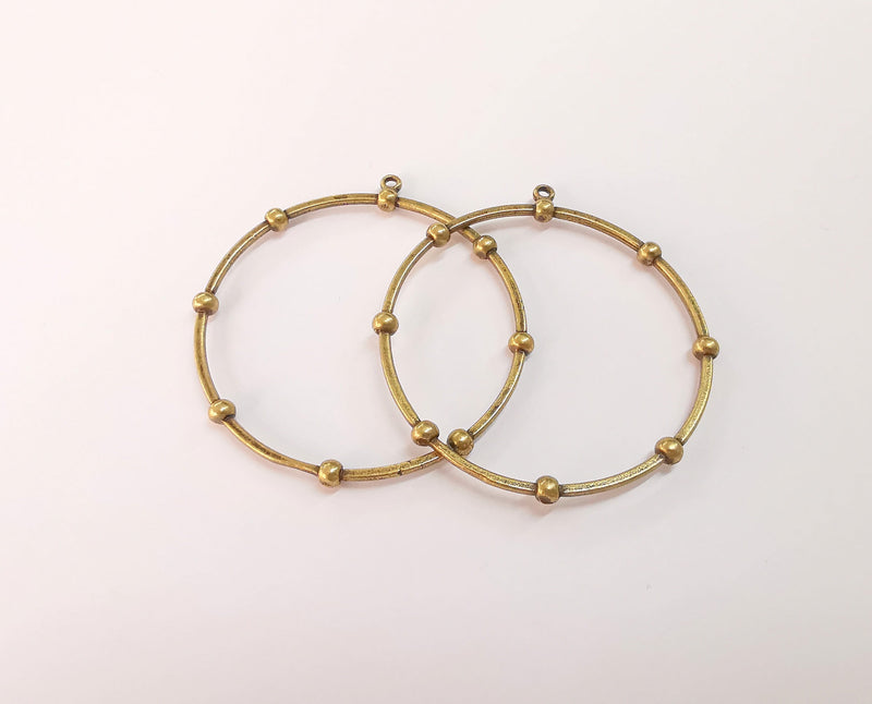 2 Antique bronze plated Circle charms (54x52mm)  G23994