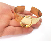 Bracelet blank resin cuff dry flower inlay Blank cuff bezel glass cabochon Base textured adjustable Gold plated  (30x22mm ) G23003