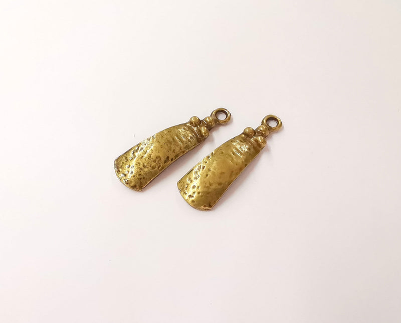 4 Hammered antique bronze charms Antique bronze plated charms  (38x12mm) G24006