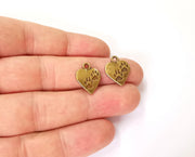 10 Heart paw print charms Antique bronze plated charms (17x13mm) G24020