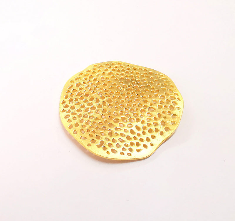 Wavy hole filigree connector charms Gold plated brass charms (45mm)  G24021