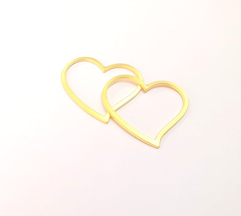 2 Heart Charms Gold Plated Charms  (38mm)  G24022