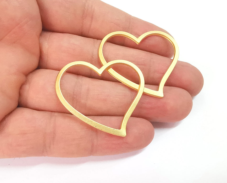 2 Heart Charms Gold Plated Charms  (38mm)  G24022