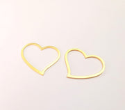 2 Heart Charms Gold Plated Charms  (38mm)  G24022