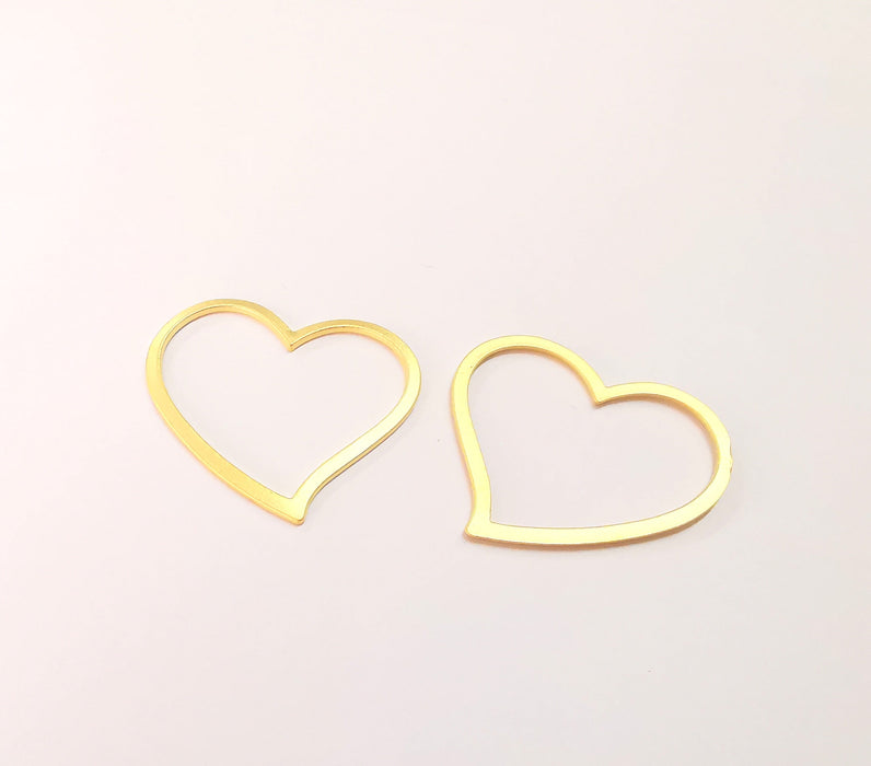 2 Heart Charms Gold Plated Charms  (38mm)  G24022